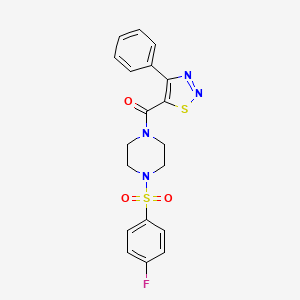 molecular formula C19H17FN4O3S2 B4511174 1-[(4-fluorophenyl)sulfonyl]-4-[(4-phenyl-1,2,3-thiadiazol-5-yl)carbonyl]piperazine 