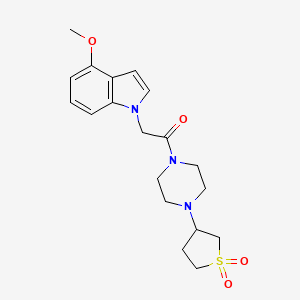 molecular formula C19H25N3O4S B4511201 1-{2-[4-(1,1-dioxidotetrahydro-3-thienyl)-1-piperazinyl]-2-oxoethyl}-4-methoxy-1H-indole 