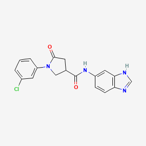 molecular formula C18H15ClN4O2 B4511208 N-1H-benzimidazol-6-yl-1-(3-chlorophenyl)-5-oxo-3-pyrrolidinecarboxamide 