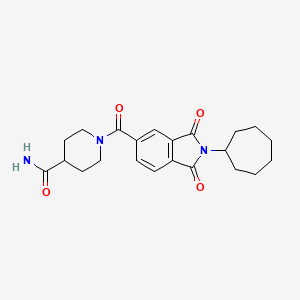 molecular formula C22H27N3O4 B4511219 1-[(2-cycloheptyl-1,3-dioxo-2,3-dihydro-1H-isoindol-5-yl)carbonyl]-4-piperidinecarboxamide 