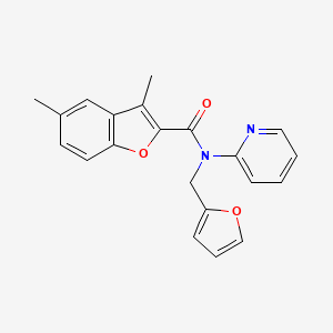 molecular formula C21H18N2O3 B4511231 N-(2-furylmethyl)-3,5-dimethyl-N-2-pyridinyl-1-benzofuran-2-carboxamide 