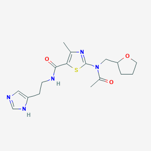 molecular formula C17H23N5O3S B4511232 2-[acetyl(tetrahydro-2-furanylmethyl)amino]-N-[2-(1H-imidazol-4-yl)ethyl]-4-methyl-1,3-thiazole-5-carboxamide 