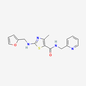 molecular formula C16H16N4O2S B4511312 2-[(2-furylmethyl)amino]-4-methyl-N-(2-pyridinylmethyl)-1,3-thiazole-5-carboxamide 
