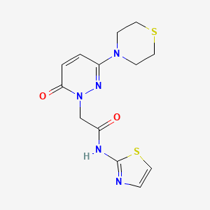 molecular formula C13H15N5O2S2 B4511314 2-[6-oxo-3-(4-thiomorpholinyl)-1(6H)-pyridazinyl]-N-1,3-thiazol-2-ylacetamide 