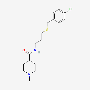 molecular formula C17H25ClN2OS B4511353 N-{3-[(4-chlorobenzyl)thio]propyl}-1-methyl-4-piperidinecarboxamide 