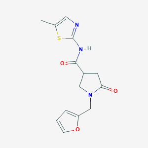 molecular formula C14H15N3O3S B4511361 1-(2-furylmethyl)-N-(5-methyl-1,3-thiazol-2-yl)-5-oxo-3-pyrrolidinecarboxamide 