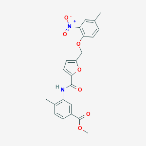 molecular formula C22H20N2O7 B451146 Methyl 3-{[5-({2-nitro-4-methylphenoxy}methyl)-2-furoyl]amino}-4-methylbenzoate 