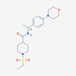 molecular formula C20H31N3O4S B4511470 1-(ethylsulfonyl)-N-{1-[4-(4-morpholinyl)phenyl]ethyl}-4-piperidinecarboxamide 