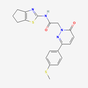 molecular formula C19H18N4O2S2 B4511542 N-(5,6-dihydro-4H-cyclopenta[d][1,3]thiazol-2-yl)-2-[3-[4-(methylthio)phenyl]-6-oxo-1(6H)-pyridazinyl]acetamide 