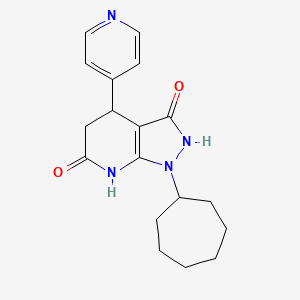 molecular formula C18H22N4O2 B4511559 1-cycloheptyl-4-(4-pyridinyl)-4,7-dihydro-1H-pyrazolo[3,4-b]pyridine-3,6(2H,5H)-dione 