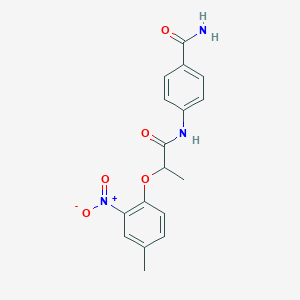 4-[(2-{2-Nitro-4-methylphenoxy}propanoyl)amino]benzamide