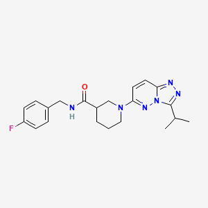 molecular formula C21H25FN6O B4511593 N-(4-fluorobenzyl)-1-(3-isopropyl[1,2,4]triazolo[4,3-b]pyridazin-6-yl)-3-piperidinecarboxamide 