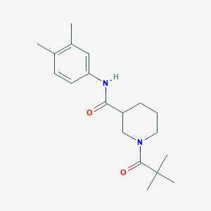 molecular formula C19H28N2O2 B4511659 N-(3,4-dimethylphenyl)-1-(2,2-dimethylpropanoyl)-3-piperidinecarboxamide 