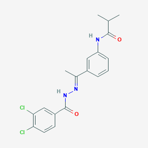 molecular formula C19H19Cl2N3O2 B451166 N-{3-[N-(3,4-dichlorobenzoyl)ethanehydrazonoyl]phenyl}-2-methylpropanamide 