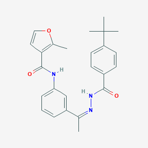 molecular formula C25H27N3O3 B451167 N-{3-[N-(4-tert-butylbenzoyl)ethanehydrazonoyl]phenyl}-2-methyl-3-furamide 