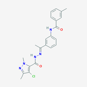 N-(3-{N-[(4-chloro-1,3-dimethyl-1H-pyrazol-5-yl)carbonyl]ethanehydrazonoyl}phenyl)-3-methylbenzamide