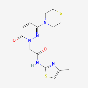molecular formula C14H17N5O2S2 B4511744 N-(4-methyl-1,3-thiazol-2-yl)-2-[6-oxo-3-(4-thiomorpholinyl)-1(6H)-pyridazinyl]acetamide 
