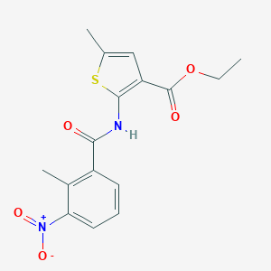 molecular formula C16H16N2O5S B451175 Ethyl 2-({3-nitro-2-methylbenzoyl}amino)-5-methylthiophene-3-carboxylate 