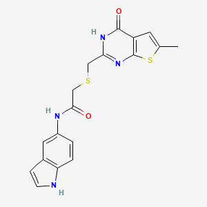 molecular formula C18H16N4O2S2 B4511758 N-1H-indol-5-yl-2-{[(6-methyl-4-oxo-3,4-dihydrothieno[2,3-d]pyrimidin-2-yl)methyl]thio}acetamide 