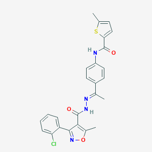 molecular formula C25H21ClN4O3S B451176 N-[4-(N-{[3-(2-chlorophenyl)-5-methyl-4-isoxazolyl]carbonyl}ethanehydrazonoyl)phenyl]-5-methyl-2-thiophenecarboxamide 