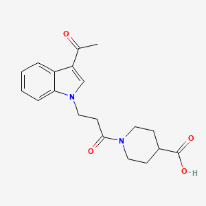 molecular formula C19H22N2O4 B4511762 1-[3-(3-acetyl-1H-indol-1-yl)propanoyl]-4-piperidinecarboxylic acid 