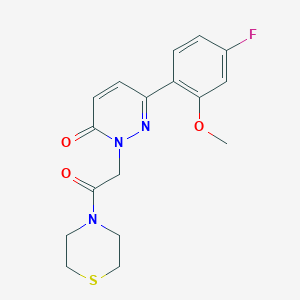 molecular formula C17H18FN3O3S B4511770 6-(4-fluoro-2-methoxyphenyl)-2-[2-oxo-2-(4-thiomorpholinyl)ethyl]-3(2H)-pyridazinone 