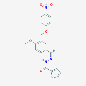 molecular formula C20H17N3O5S B451180 N'-[3-({4-nitrophenoxy}methyl)-4-methoxybenzylidene]-2-thiophenecarbohydrazide 