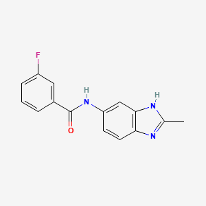 molecular formula C15H12FN3O B4511806 3-fluoro-N-(2-methyl-1H-benzimidazol-6-yl)benzamide 