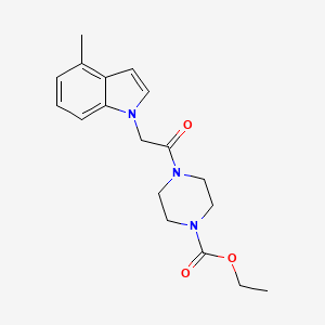 molecular formula C18H23N3O3 B4511810 ethyl 4-[(4-methyl-1H-indol-1-yl)acetyl]-1-piperazinecarboxylate 