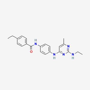 molecular formula C22H25N5O B4511836 4-ethyl-N-(4-{[2-(ethylamino)-6-methyl-4-pyrimidinyl]amino}phenyl)benzamide 
