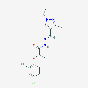 molecular formula C16H18Cl2N4O2 B451184 2-(2,4-dichlorophenoxy)-N'-[(1-ethyl-3-methyl-1H-pyrazol-4-yl)methylene]propanohydrazide 
