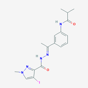 molecular formula C17H20IN5O2 B451185 N-(3-{N-[(4-iodo-1-methyl-1H-pyrazol-3-yl)carbonyl]ethanehydrazonoyl}phenyl)-2-methylpropanamide 