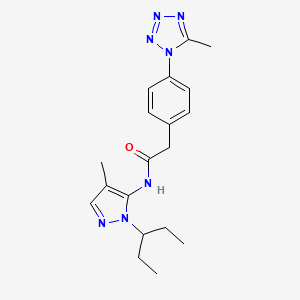 molecular formula C19H25N7O B4511914 N-[1-(1-ethylpropyl)-4-methyl-1H-pyrazol-5-yl]-2-[4-(5-methyl-1H-tetrazol-1-yl)phenyl]acetamide 