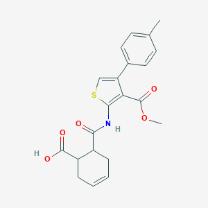 molecular formula C21H21NO5S B451192 6-({[3-(Methoxycarbonyl)-4-(4-methylphenyl)-2-thienyl]amino}carbonyl)-3-cyclohexene-1-carboxylic acid 