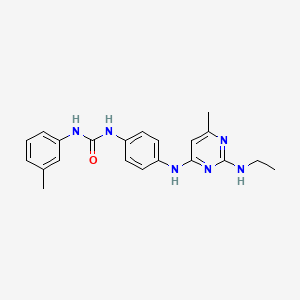 molecular formula C21H24N6O B4511950 N-(4-{[2-(ethylamino)-6-methyl-4-pyrimidinyl]amino}phenyl)-N'-(3-methylphenyl)urea 