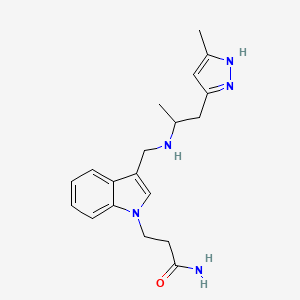 molecular formula C19H25N5O B4511963 3-[3-({[1-methyl-2-(3-methyl-1H-pyrazol-5-yl)ethyl]amino}methyl)-1H-indol-1-yl]propanamide 
