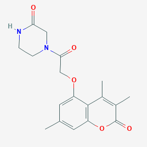 4-{[(3,4,7-trimethyl-2-oxo-2H-chromen-5-yl)oxy]acetyl}-2-piperazinone