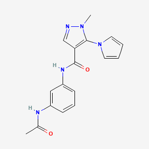 molecular formula C17H17N5O2 B4512014 N-[3-(acetylamino)phenyl]-1-methyl-5-(1H-pyrrol-1-yl)-1H-pyrazole-4-carboxamide 