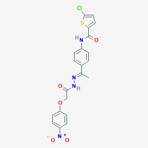 molecular formula C21H17ClN4O5S B451202 5-chloro-N-{4-[N-({4-nitrophenoxy}acetyl)ethanehydrazonoyl]phenyl}-2-thiophenecarboxamide 