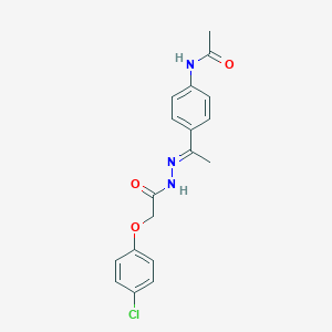 molecular formula C18H18ClN3O3 B451203 N-(4-{N-[(4-chlorophenoxy)acetyl]ethanehydrazonoyl}phenyl)acetamide 
