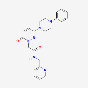 molecular formula C22H24N6O2 B4512035 2-[6-oxo-3-(4-phenyl-1-piperazinyl)-1(6H)-pyridazinyl]-N-(2-pyridinylmethyl)acetamide 