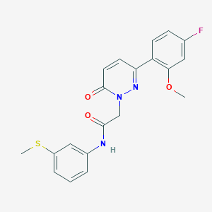 molecular formula C20H18FN3O3S B4512072 2-[3-(4-fluoro-2-methoxyphenyl)-6-oxo-1(6H)-pyridazinyl]-N-[3-(methylthio)phenyl]acetamide 