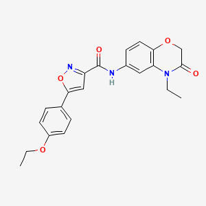 molecular formula C22H21N3O5 B4512108 5-(4-ethoxyphenyl)-N-(4-ethyl-3-oxo-3,4-dihydro-2H-1,4-benzoxazin-6-yl)-3-isoxazolecarboxamide 