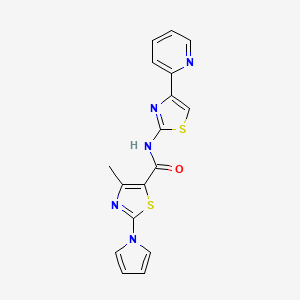 molecular formula C17H13N5OS2 B4512149 4-methyl-N-[4-(2-pyridinyl)-1,3-thiazol-2-yl]-2-(1H-pyrrol-1-yl)-1,3-thiazole-5-carboxamide 