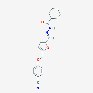 molecular formula C20H21N3O3 B451218 N'-({5-[(4-cyanophenoxy)methyl]-2-furyl}methylene)cyclohexanecarbohydrazide 