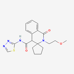 molecular formula C19H22N4O3S B4512192 2'-(2-methoxyethyl)-1'-oxo-N-1,3,4-thiadiazol-2-yl-1',4'-dihydro-2'H-spiro[cyclopentane-1,3'-isoquinoline]-4'-carboxamide 