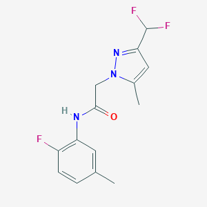 molecular formula C14H14F3N3O B451220 2-[3-(difluoromethyl)-5-methyl-1H-pyrazol-1-yl]-N-(2-fluoro-5-methylphenyl)acetamide 