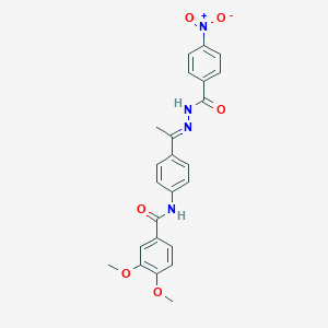 N-[4-(N-{4-nitrobenzoyl}ethanehydrazonoyl)phenyl]-3,4-dimethoxybenzamide