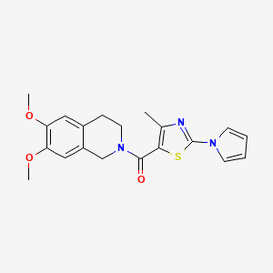 molecular formula C20H21N3O3S B4512247 6,7-dimethoxy-2-{[4-methyl-2-(1H-pyrrol-1-yl)-1,3-thiazol-5-yl]carbonyl}-1,2,3,4-tetrahydroisoquinoline 