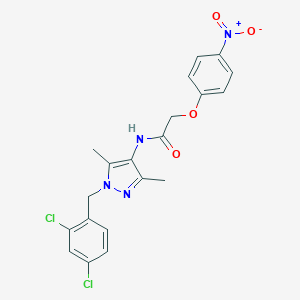 molecular formula C20H18Cl2N4O4 B451225 N-[1-(2,4-dichlorobenzyl)-3,5-dimethyl-1H-pyrazol-4-yl]-2-(4-nitrophenoxy)acetamide 